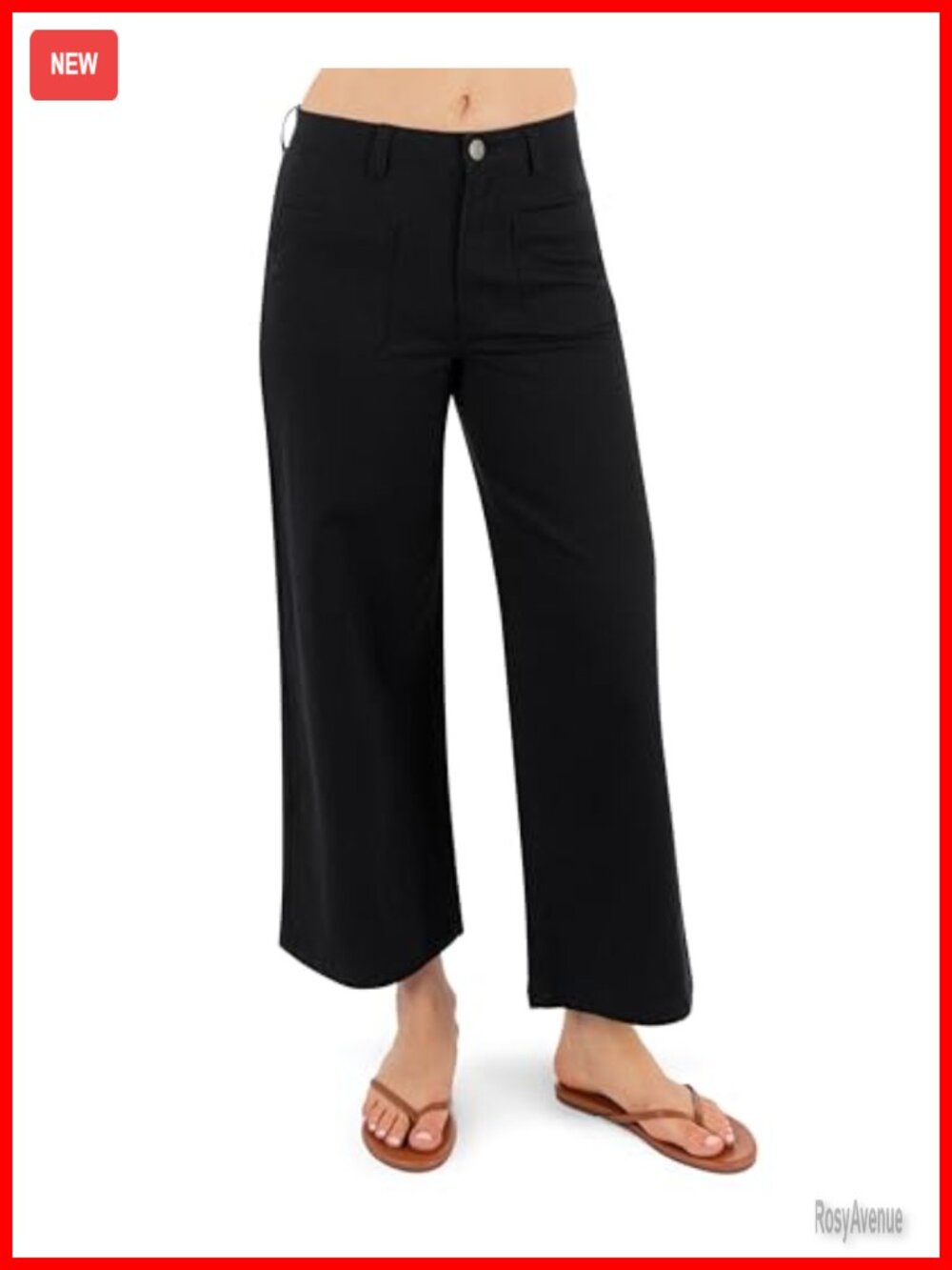Hurley Women's Horizon High-Rise Wide Leg Jeans Cotton Stretch Crop Pants
